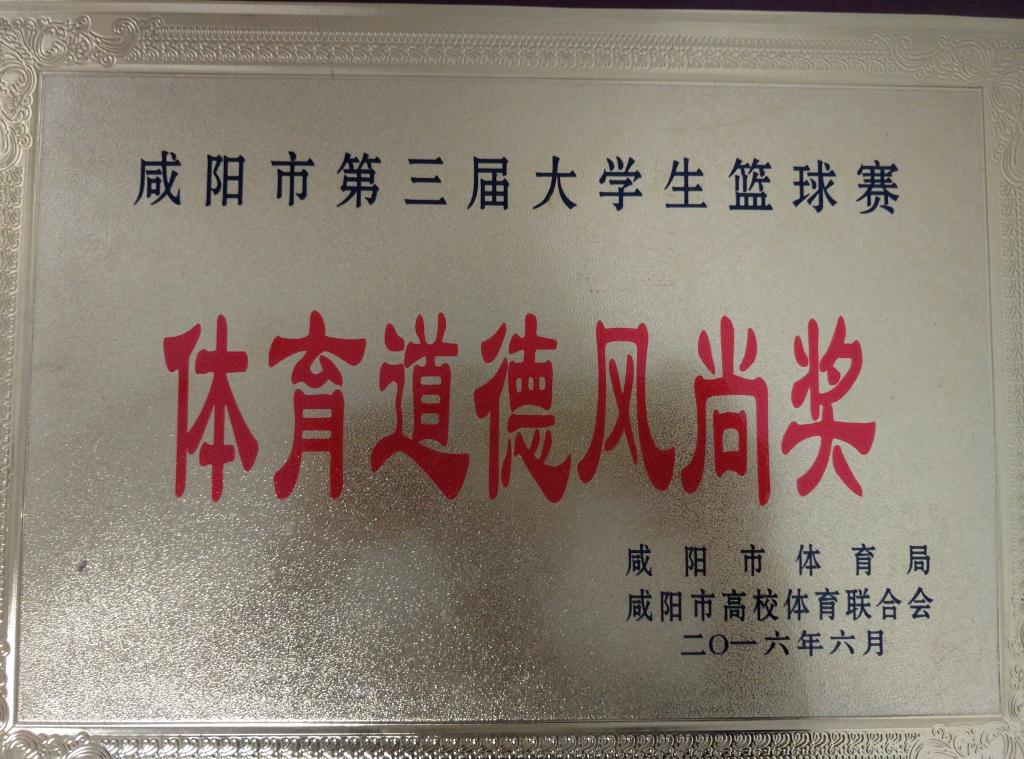 咸阳市第三届老员工篮球赛体育道德风尚奖