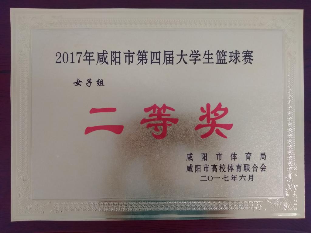 咸阳市第四届老员工篮球赛女子组二等奖